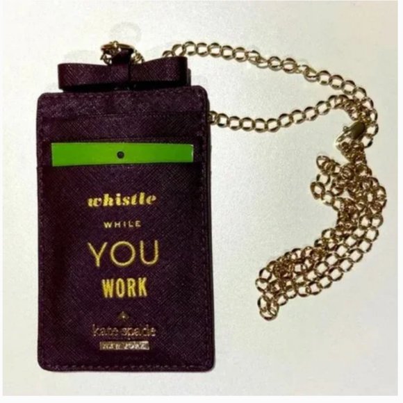 Kate Spade Purple Whistle While You Work cameron street Lanyard ID card holder - Picture 6 of 10